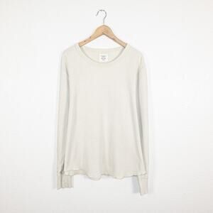 Buck Mason Men's XL Vintage Thermal Surplus Tee Pullover in Beige cotton